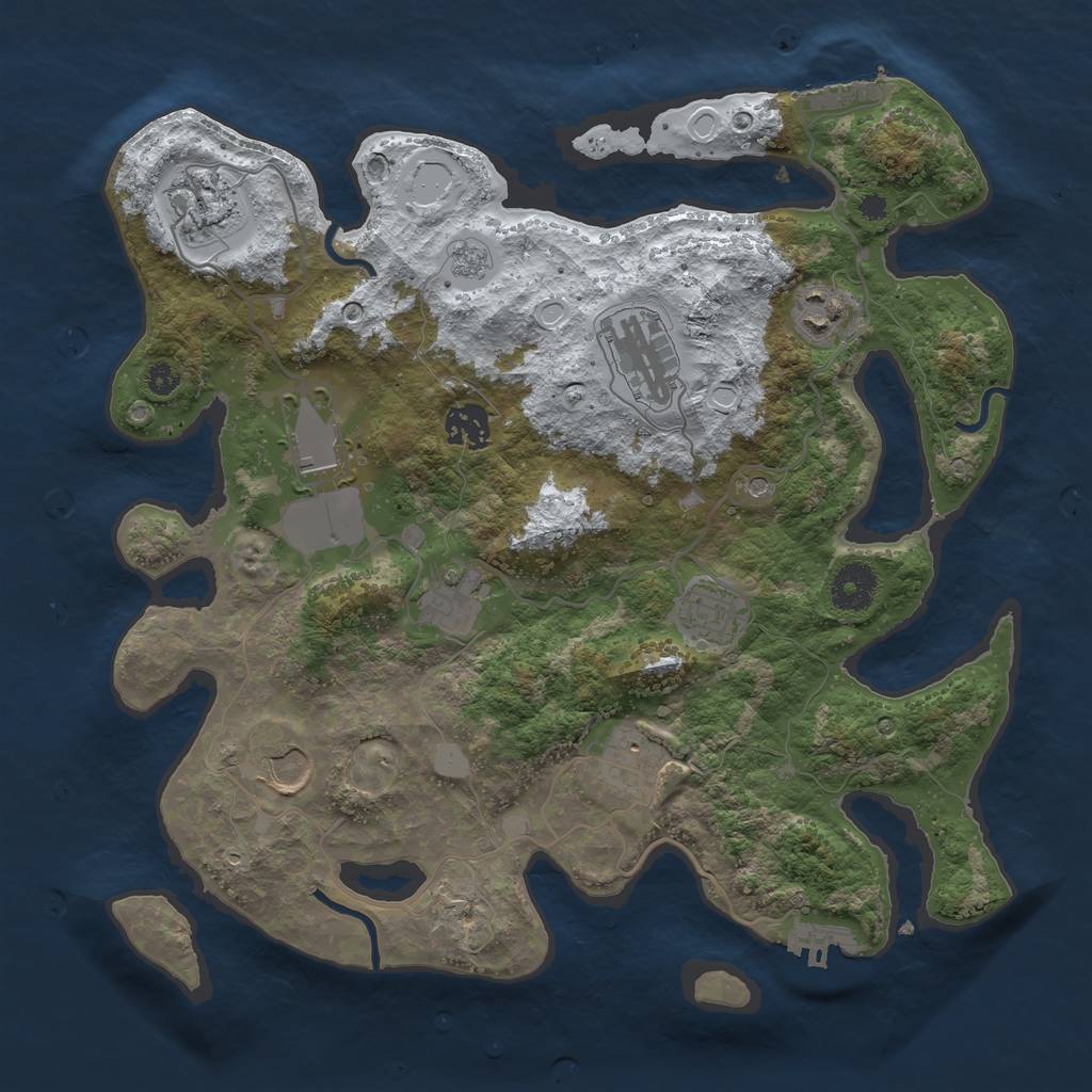 Rust Map: Procedural Map, Size: 3500, Seed: 256044, 18 Monuments