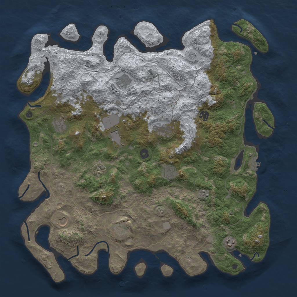Rust Map: Procedural Map, Size: 4600, Seed: 463955660, 19 Monuments