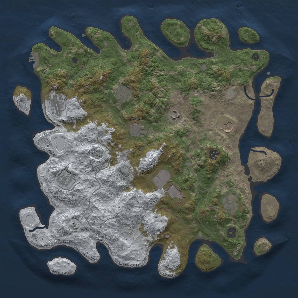 Rust Map: Procedural Map, Size: 4200, Seed: 6969, 18 Monuments