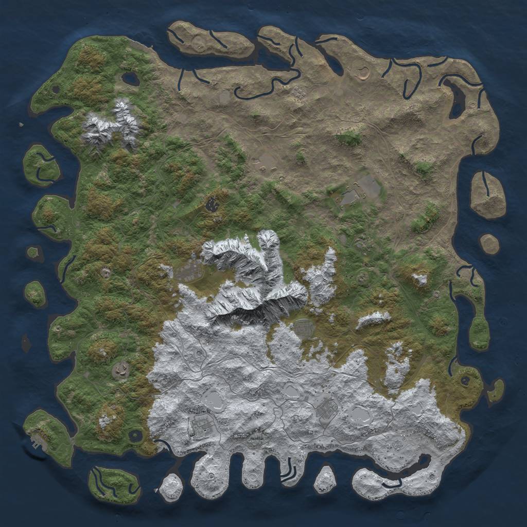 Rust Map: Procedural Map, Size: 6000, Seed: 1816557472, 20 Monuments