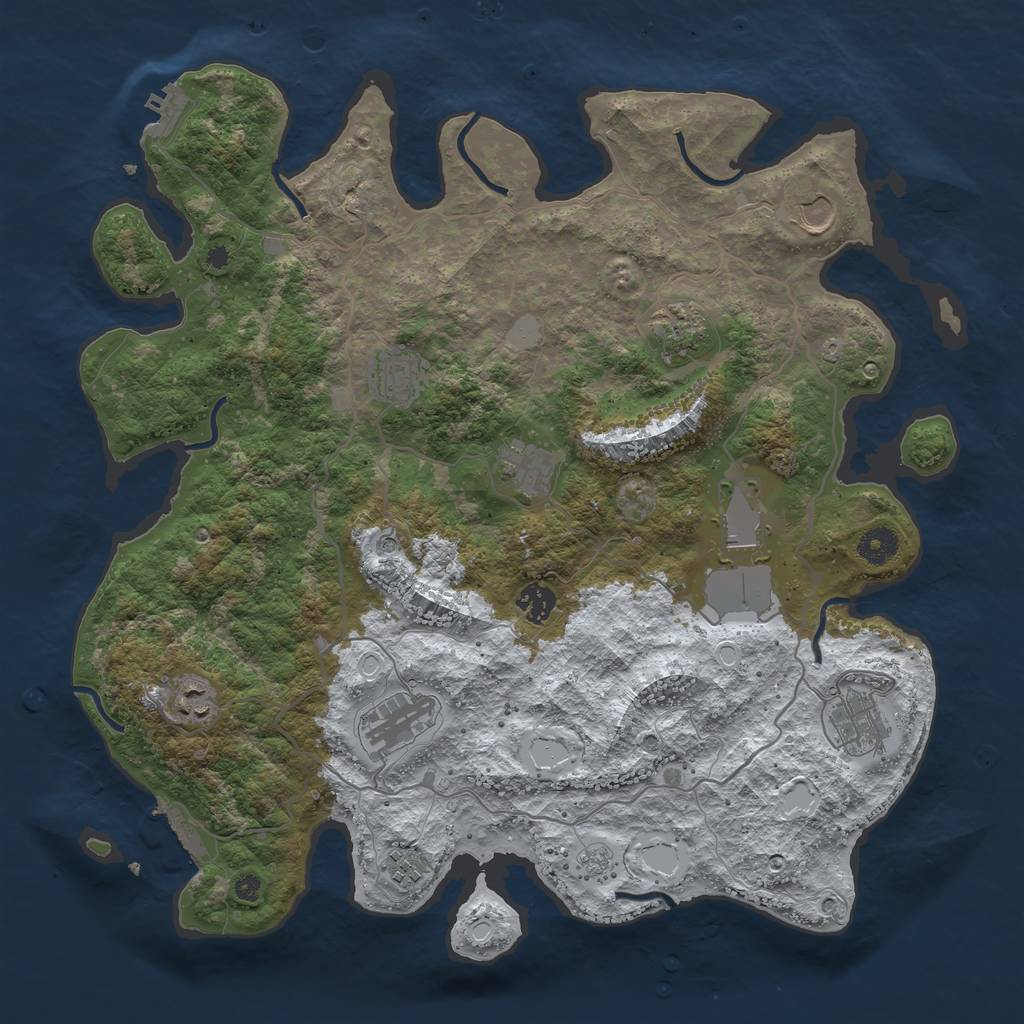 Rust Map: Procedural Map, Size: 4011, Seed: 50000, 19 Monuments