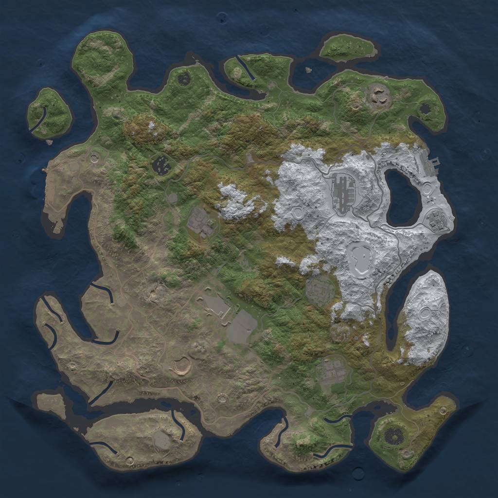 Rust Map: Procedural Map, Size: 4000, Seed: 2314, 17 Monuments