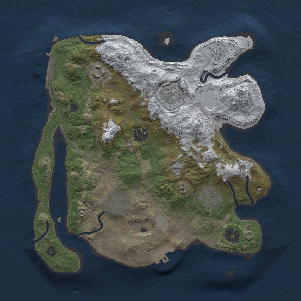 Rust Map: Procedural Map, Size: 3000, Seed: 831718801, 14 Monuments
