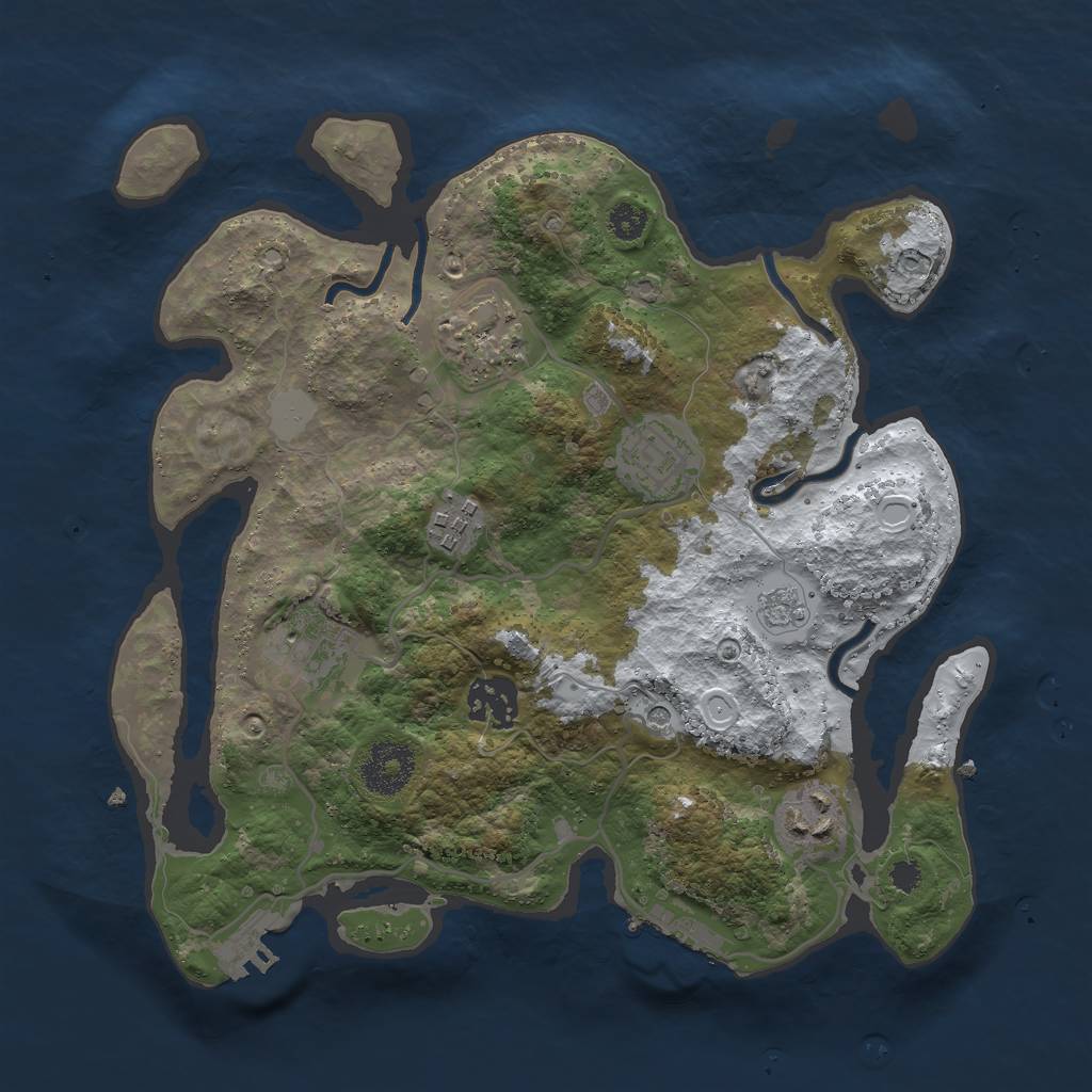 Rust Map: Procedural Map, Size: 3000, Seed: 83897668, 15 Monuments