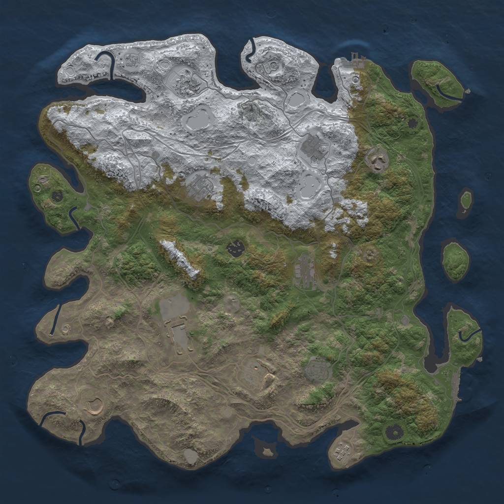 Rust Map: Procedural Map, Size: 4500, Seed: 159357, 20 Monuments