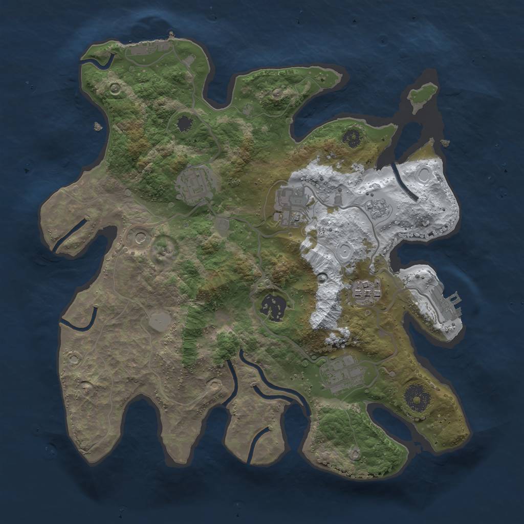 Rust Map: Procedural Map, Size: 3000, Seed: 358216974, 14 Monuments