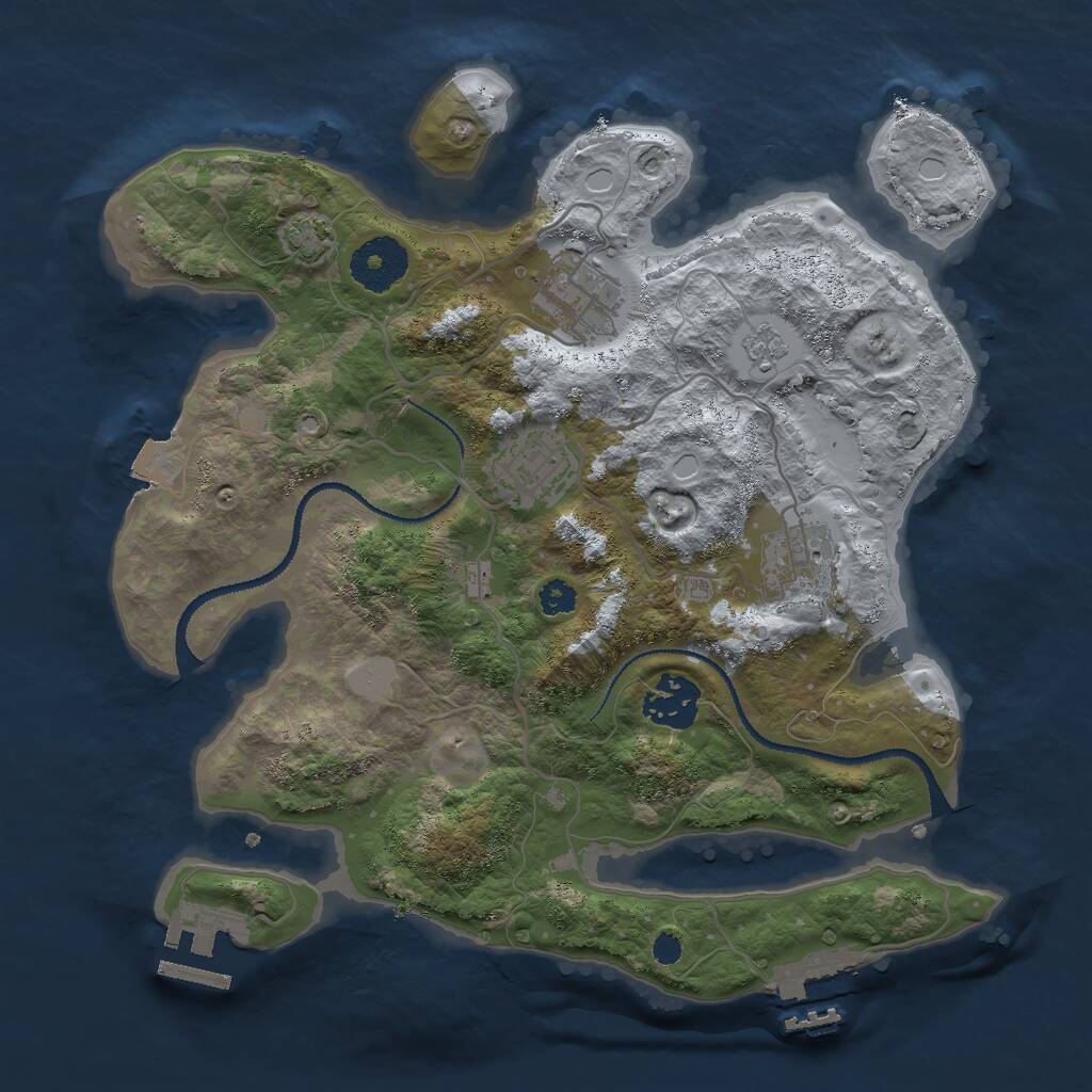 Rust Map: Procedural Map, Size: 3000, Seed: 1074242130, 9 Monuments