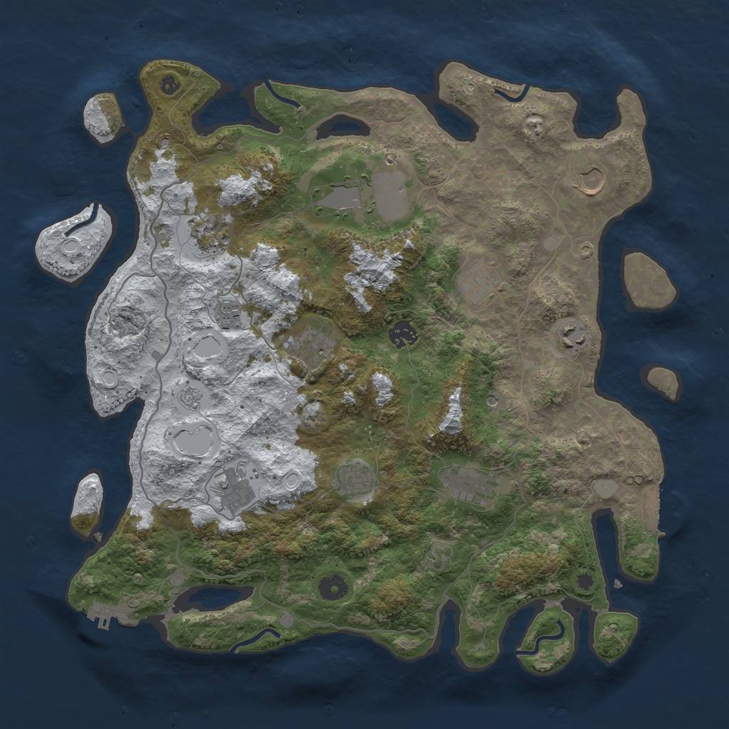 Rust Map: Procedural Map, Size: 4000, Seed: 838534, 20 Monuments