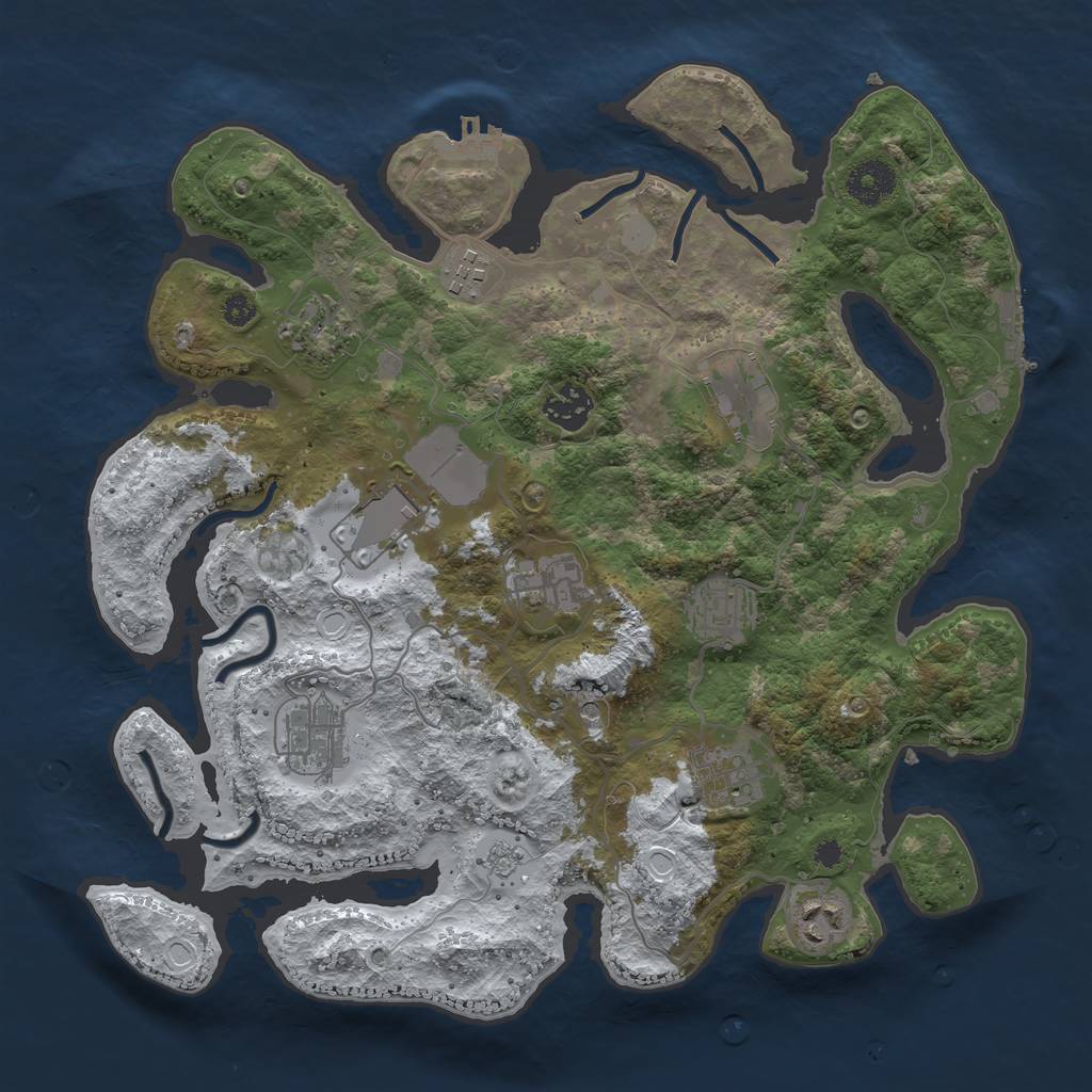 Rust Map: Procedural Map, Size: 3500, Seed: 1187876459, 19 Monuments