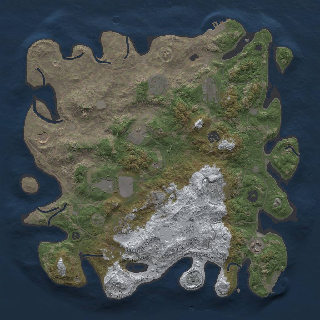 Rust Map: Procedural Map, Size: 4000, Seed: 8688, 19 Monuments