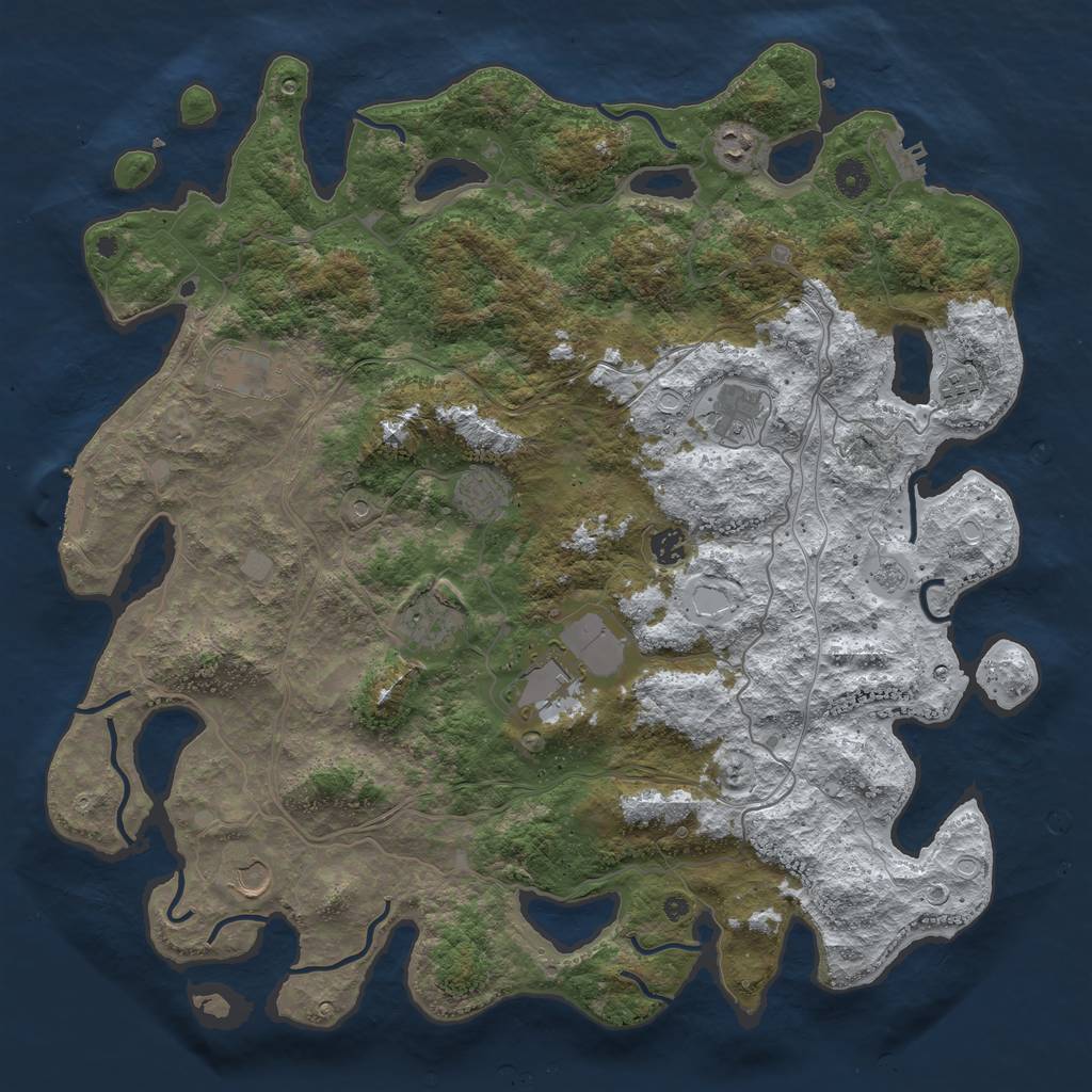 Rust Map: Procedural Map, Size: 4500, Seed: 500093185, 18 Monuments