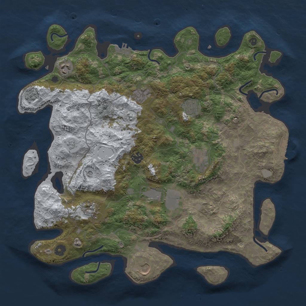 Rust Map: Procedural Map, Size: 4000, Seed: 994168544, 18 Monuments
