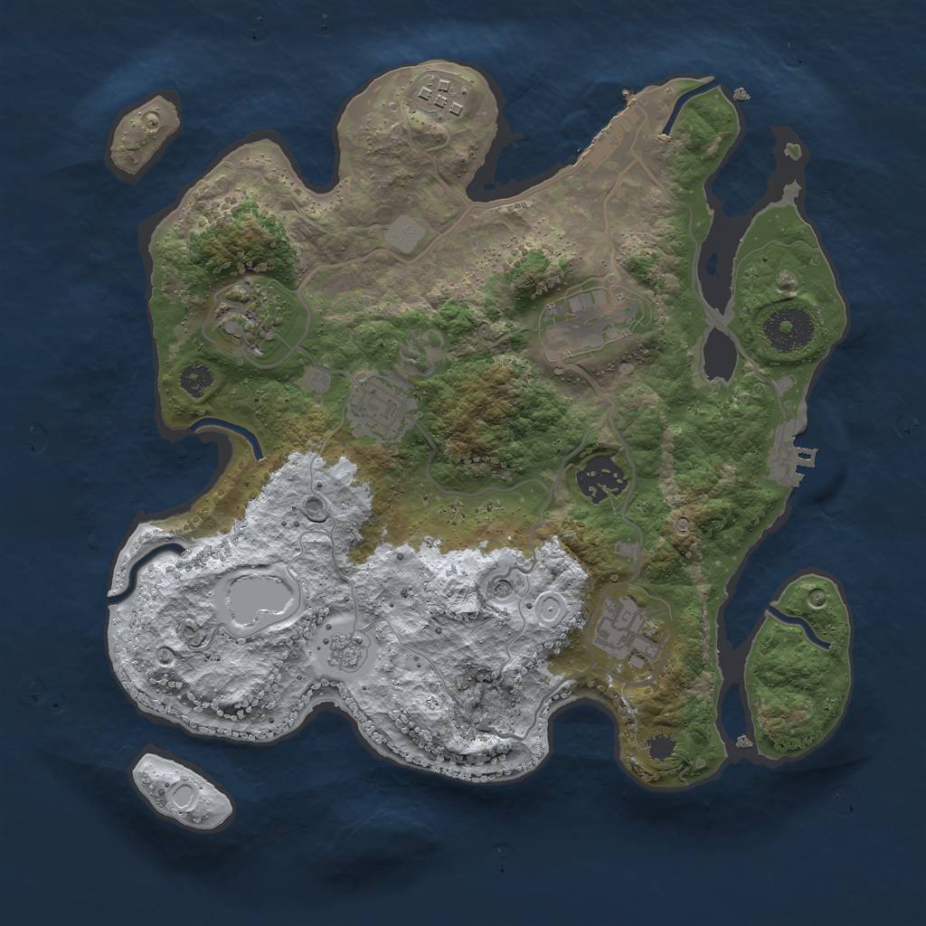 Rust Map: Procedural Map, Size: 3000, Seed: 993326477, 15 Monuments