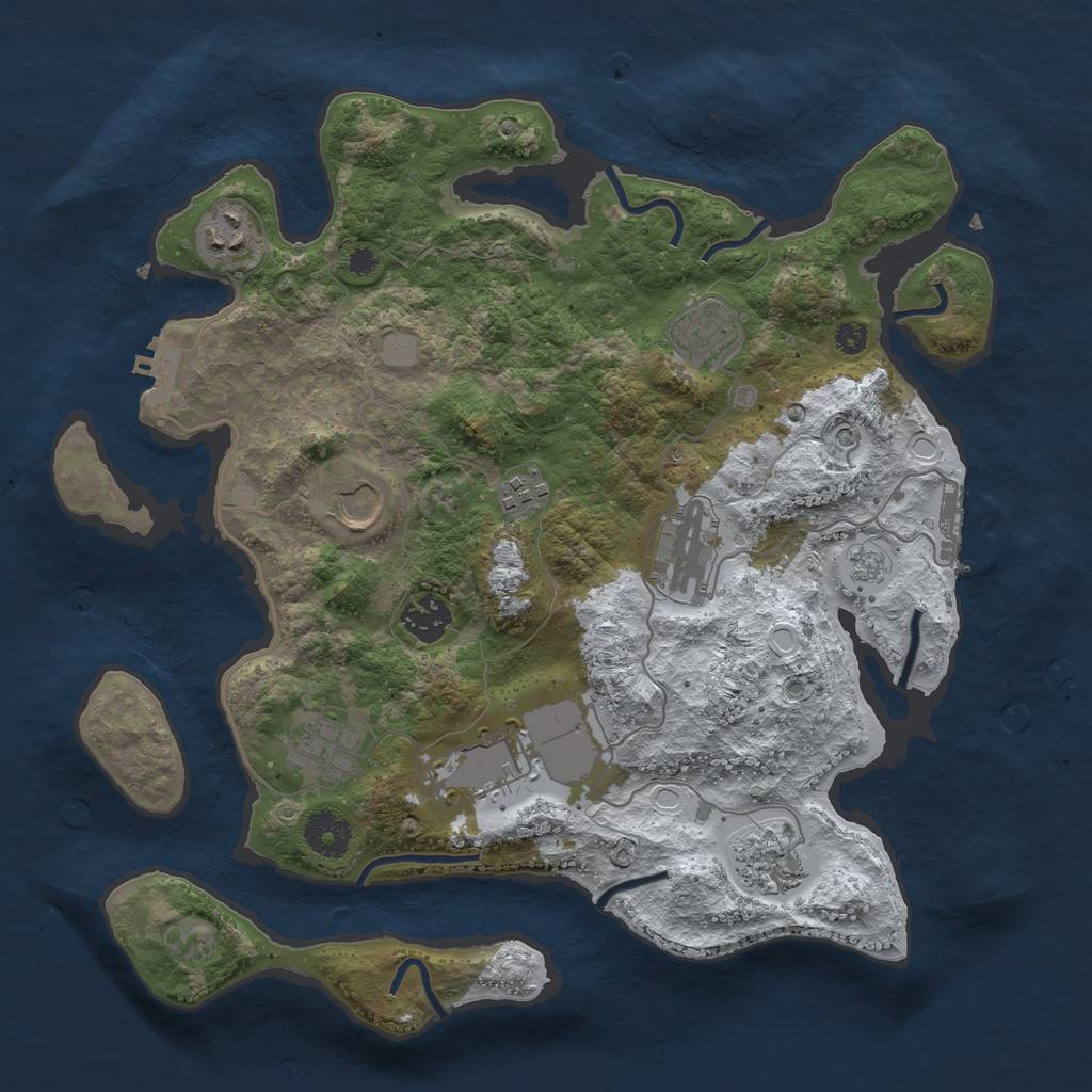 Rust Map: Procedural Map, Size: 3500, Seed: 15694, 18 Monuments