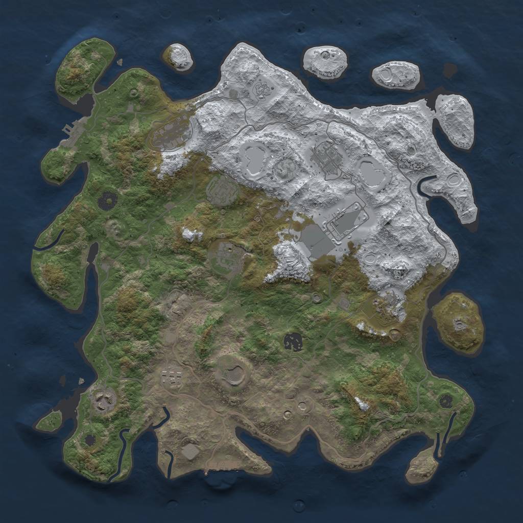 Rust Map: Procedural Map, Size: 4000, Seed: 290789, 19 Monuments