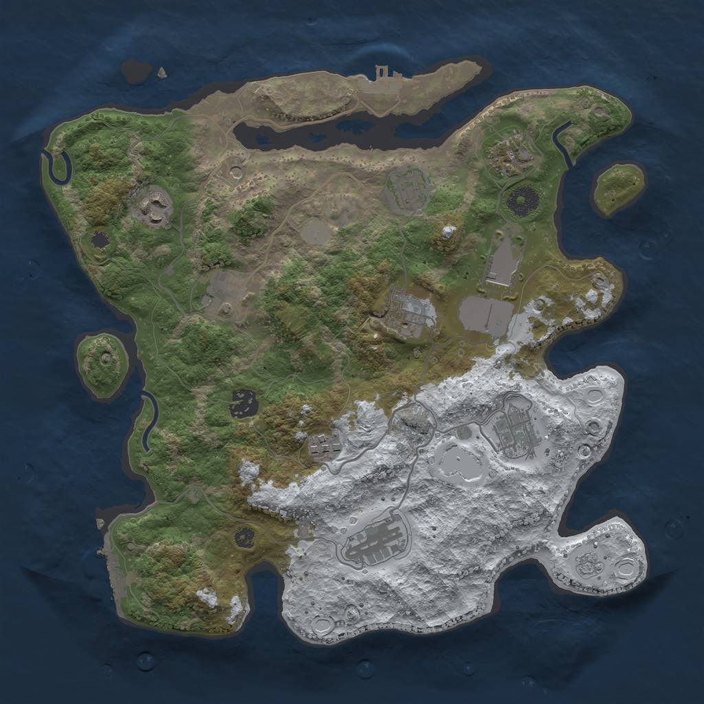 Rust Map: Procedural Map, Size: 3500, Seed: 1484302014, 19 Monuments
