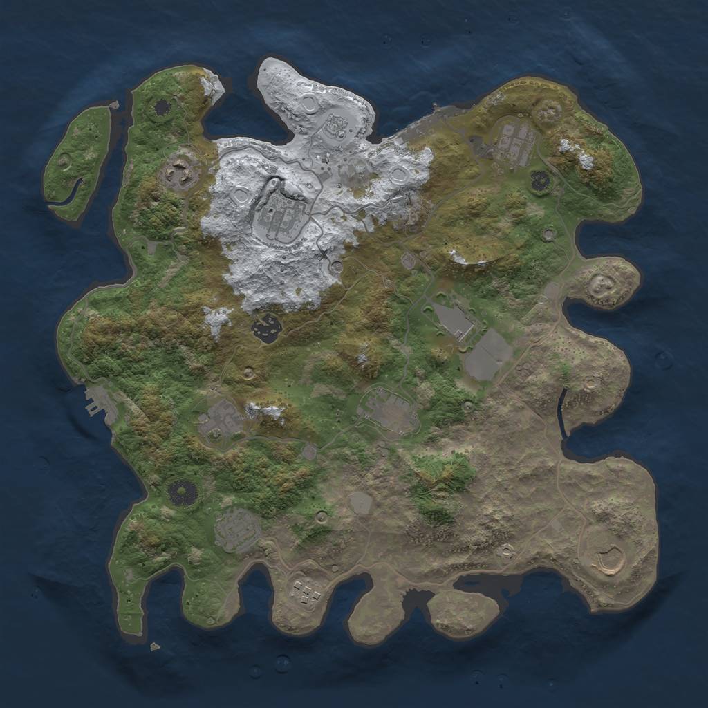 Rust Map: Procedural Map, Size: 3750, Seed: 1360273626, 19 Monuments