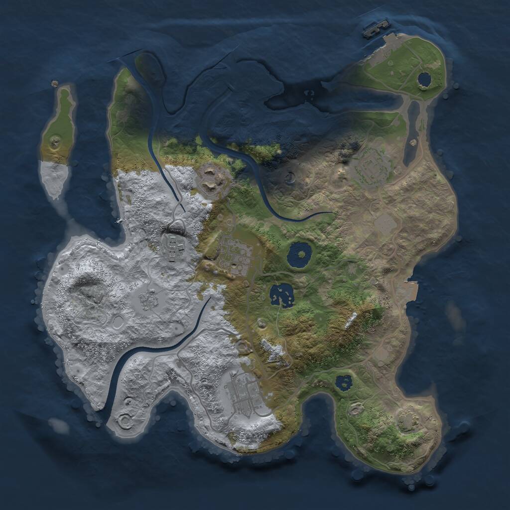 Rust Map: Procedural Map, Size: 3000, Seed: 4516441, 11 Monuments