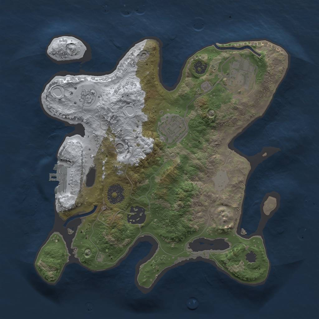Rust Map: Procedural Map, Size: 2500, Seed: 45164441, 11 Monuments