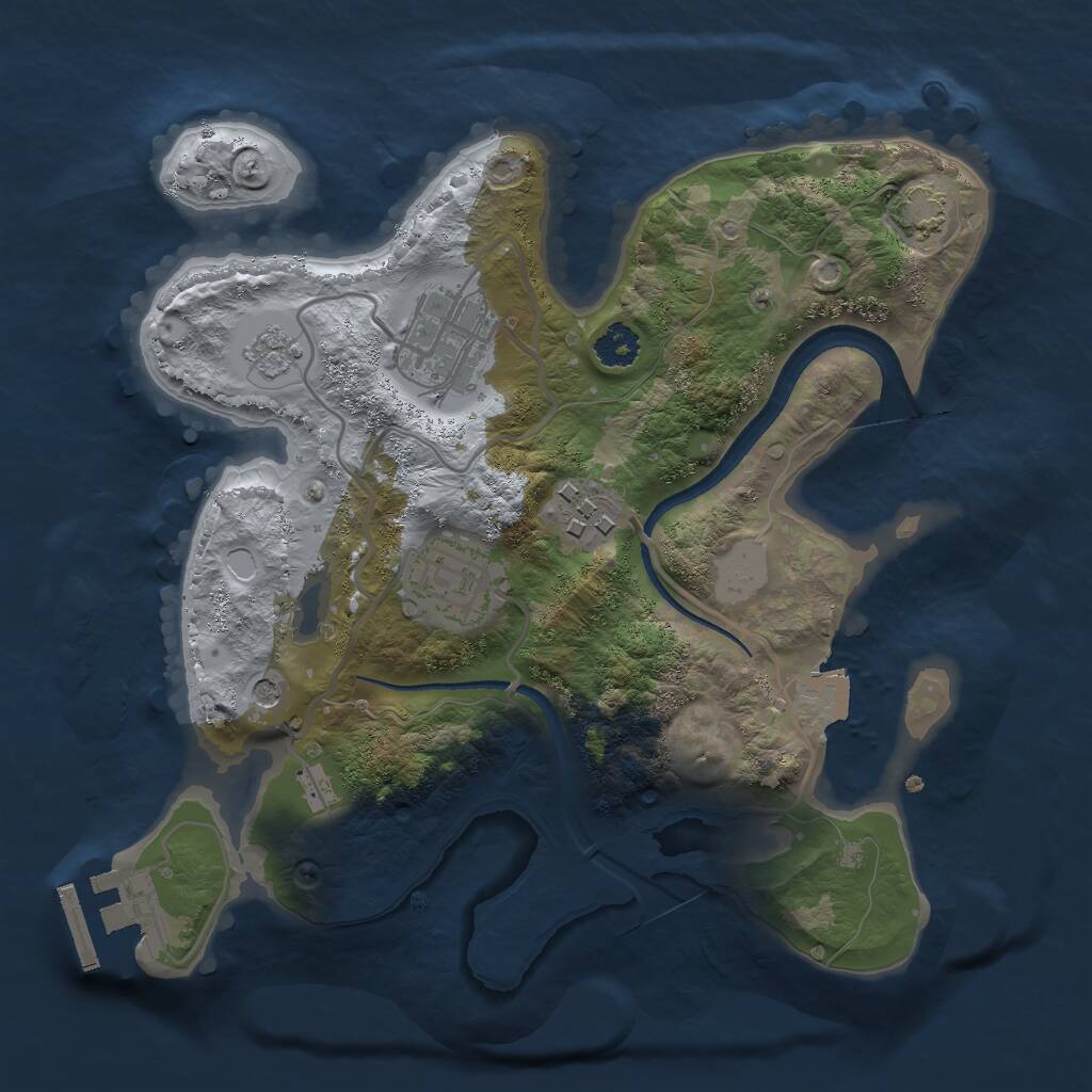 Rust Map: Procedural Map, Size: 2500, Seed: 45164441, 8 Monuments