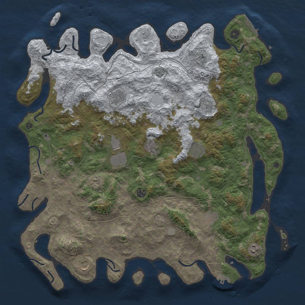 Rust Map: Procedural Map, Size: 4800, Seed: 463955660, 20 Monuments