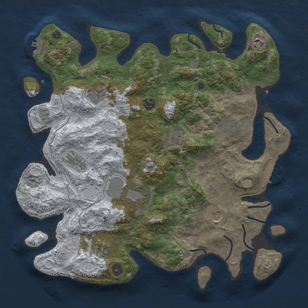 Rust Map: Procedural Map, Size: 4000, Seed: 1999941192, 19 Monuments
