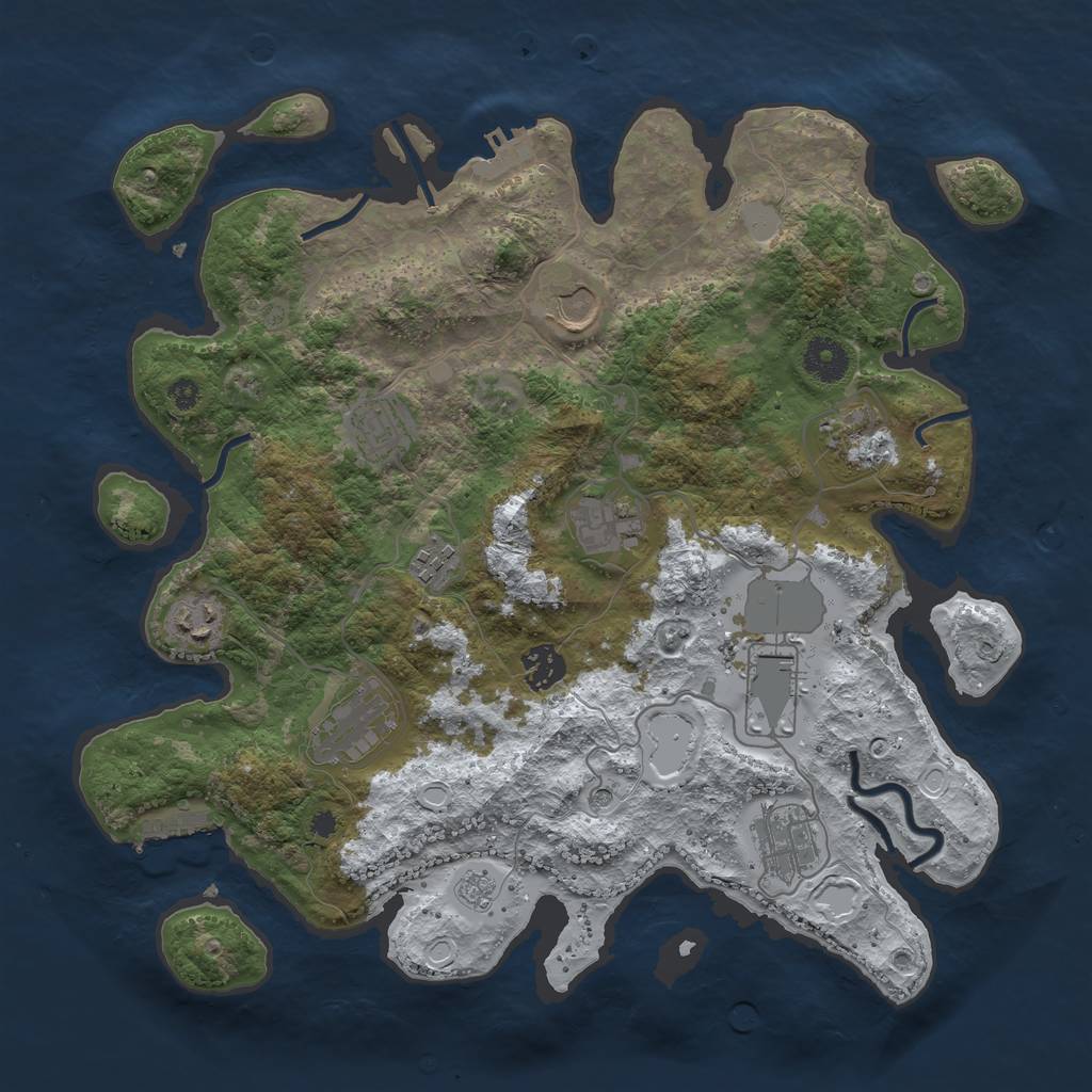 Rust Map: Procedural Map, Size: 3655, Seed: 205, 19 Monuments
