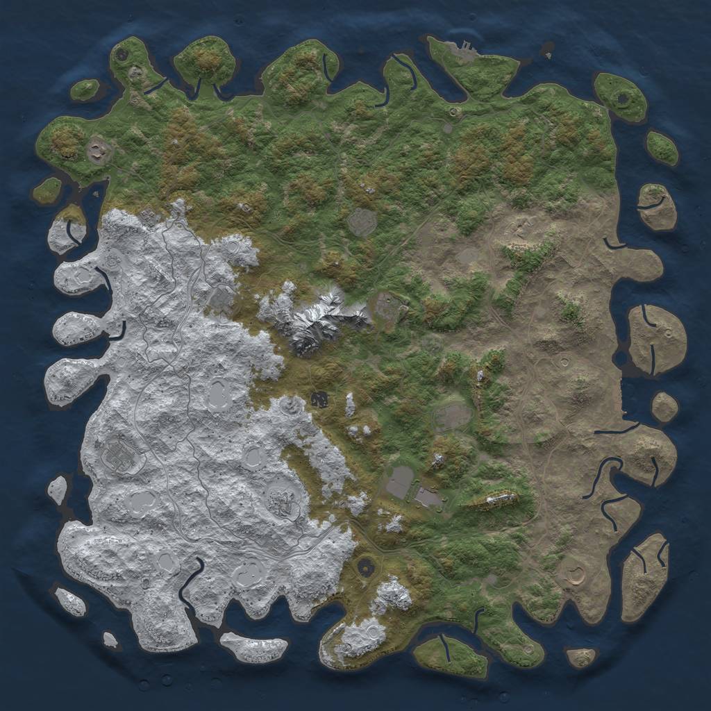 Rust Map: Procedural Map, Size: 6000, Seed: 1324074450, 20 Monuments