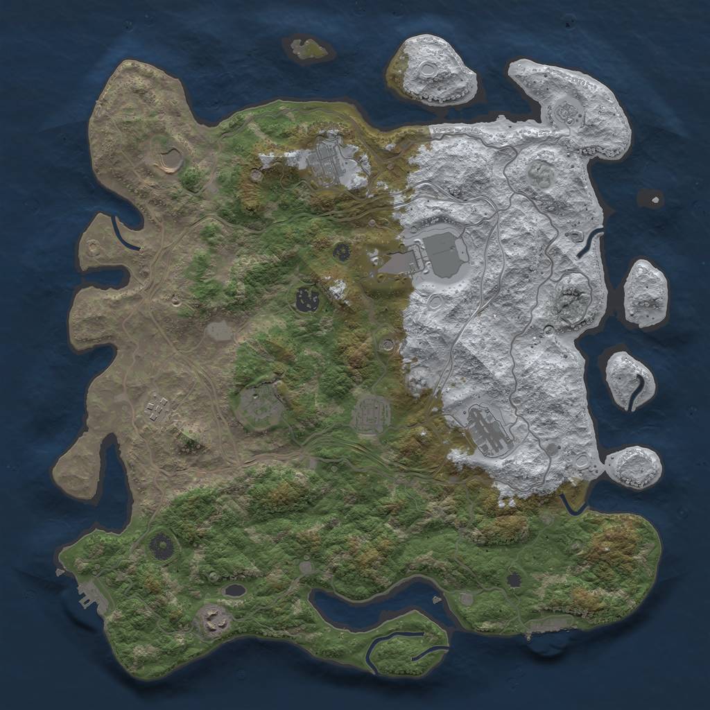 Rust Map: Procedural Map, Size: 4250, Seed: 694209, 18 Monuments