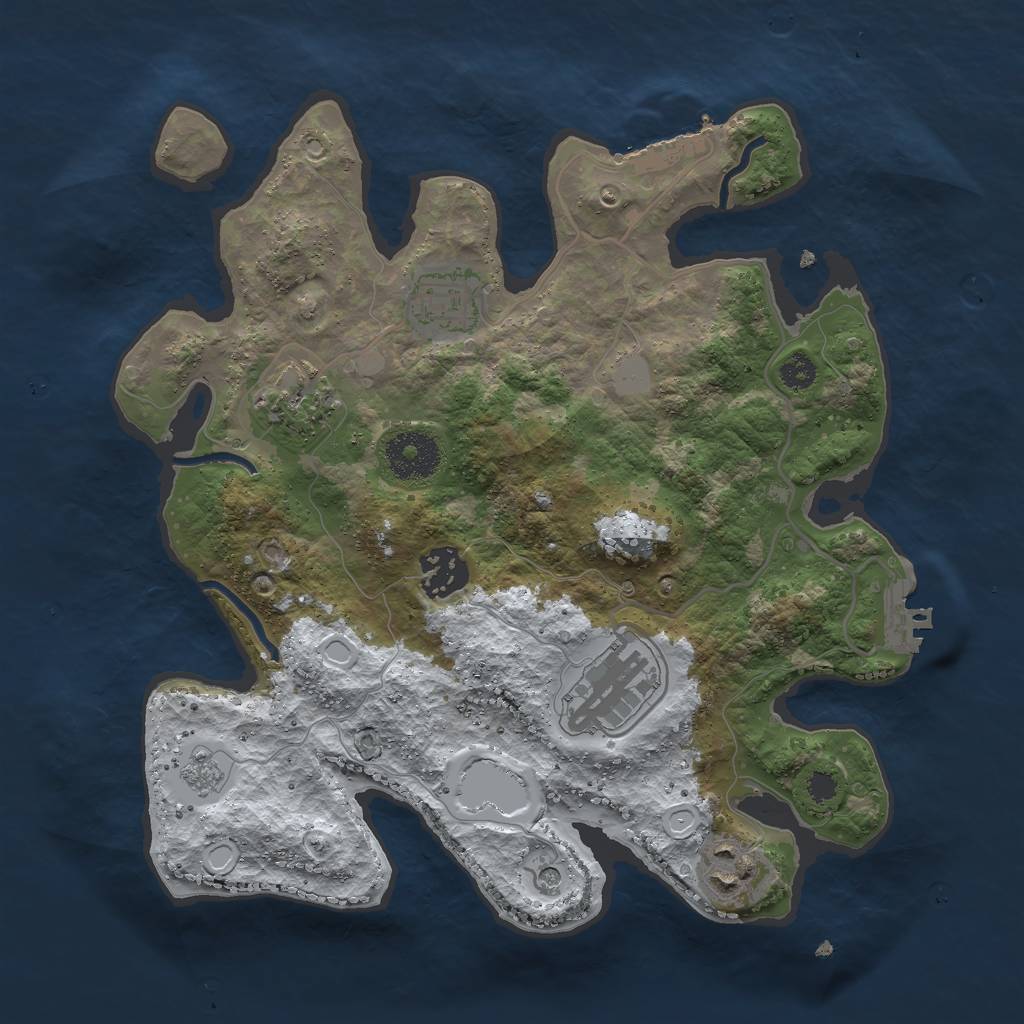 Rust Map: Procedural Map, Size: 3000, Seed: 2054927519, 14 Monuments
