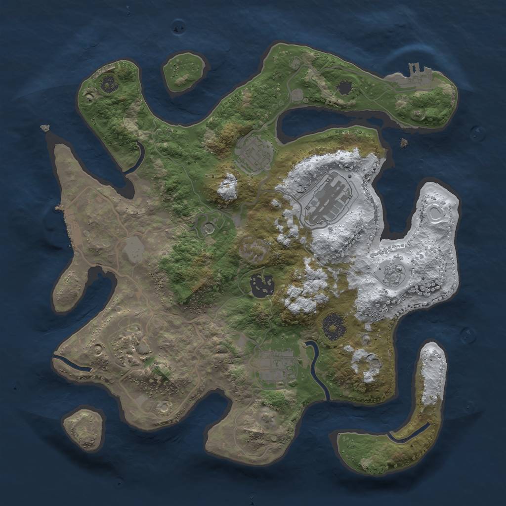 Rust Map: Procedural Map, Size: 3000, Seed: 1638790242, 14 Monuments
