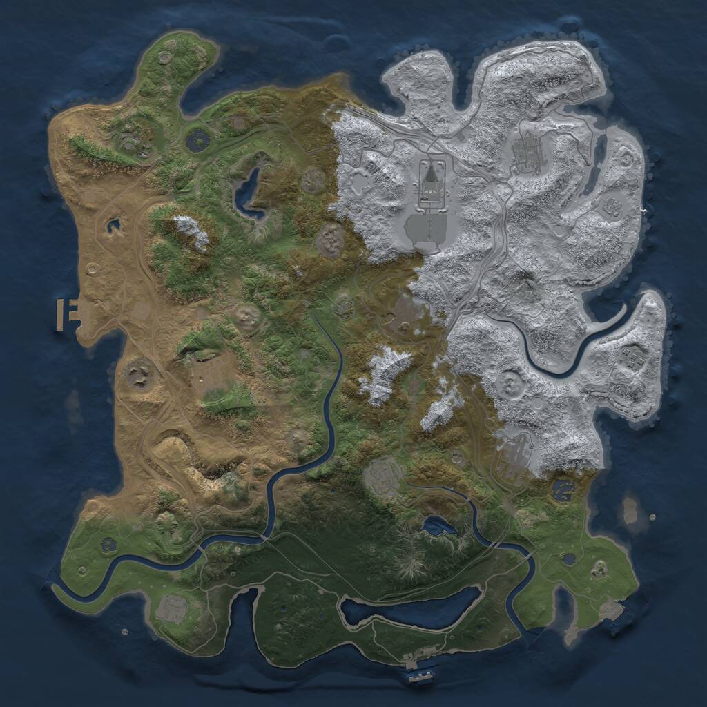 Rust Map: Procedural Map, Size: 4500, Seed: 274957829, 16 Monuments