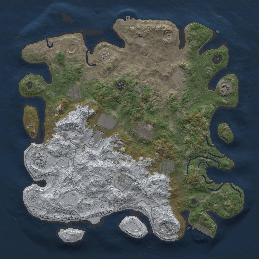 Rust Map: Procedural Map, Size: 4000, Seed: 500, 20 Monuments