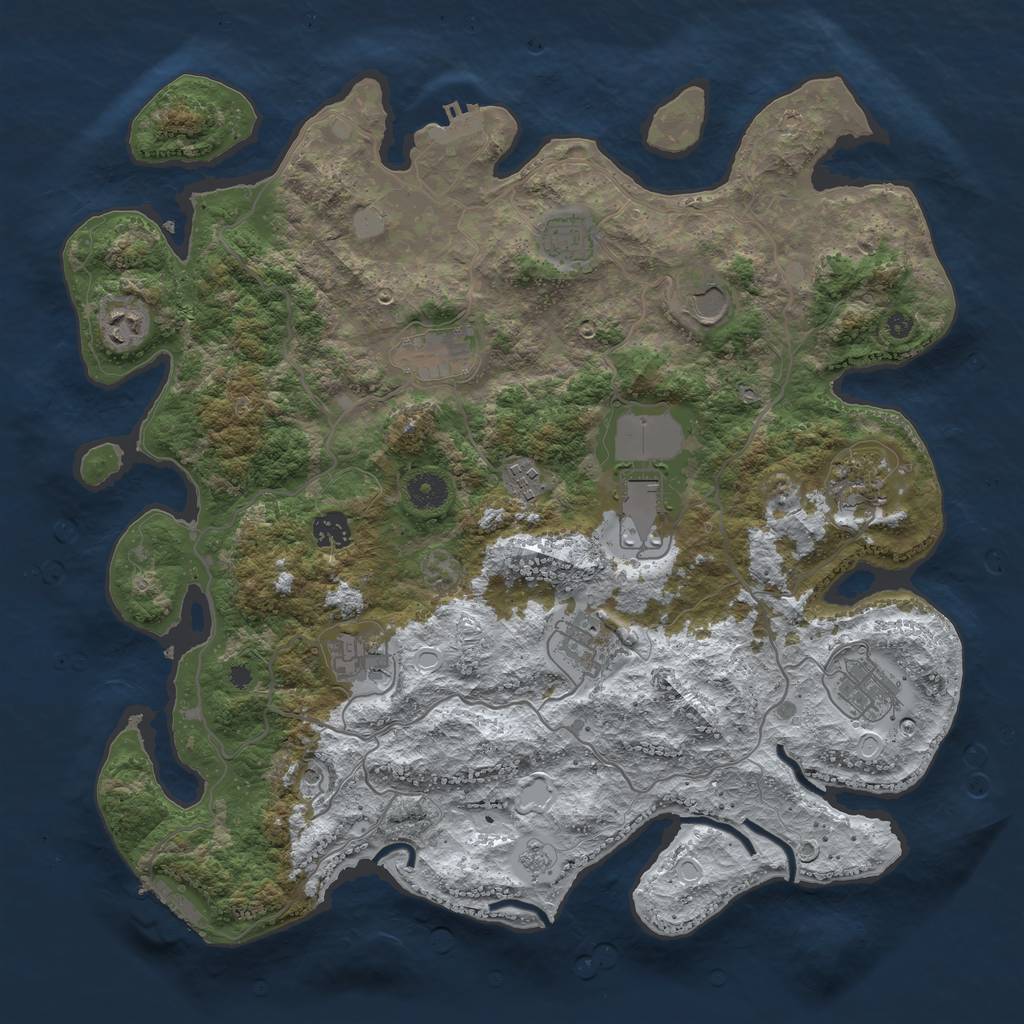 Rust Map: Procedural Map, Size: 4000, Seed: 371644896, 20 Monuments