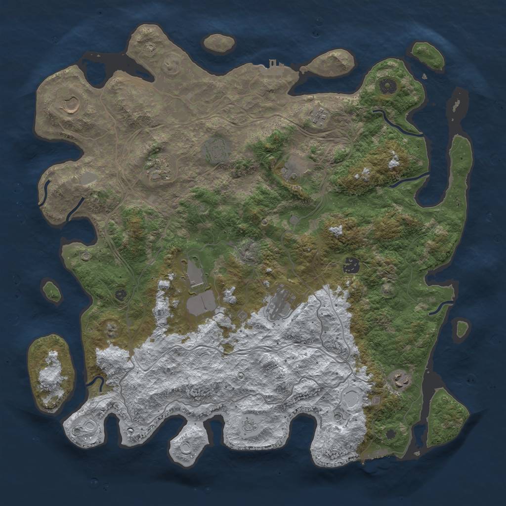 Rust Map: Procedural Map, Size: 4500, Seed: 295568, 18 Monuments