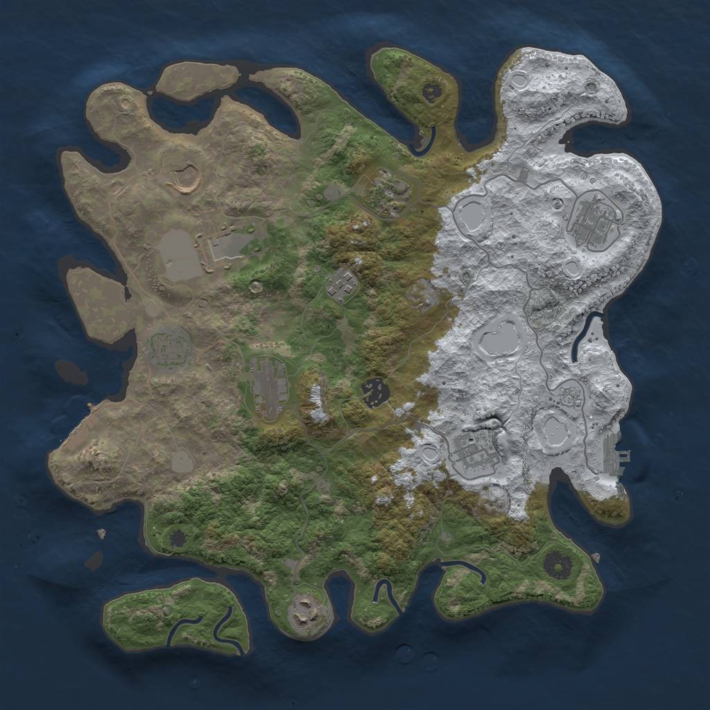 Rust Map: Procedural Map, Size: 3700, Seed: 7859, 18 Monuments