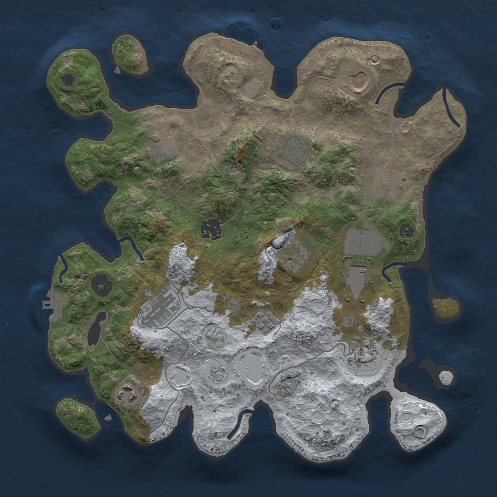 Rust Map: Procedural Map, Size: 3500, Seed: 1331317589, 20 Monuments