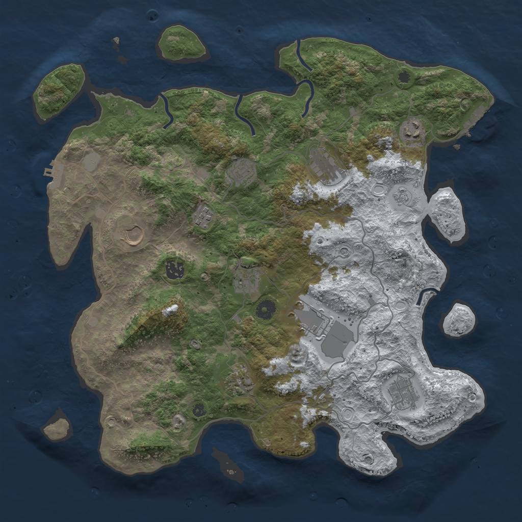 Rust Map: Procedural Map, Size: 4000, Seed: 7489769, 19 Monuments