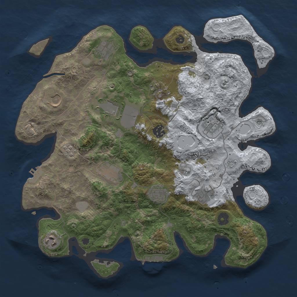Rust Map: Procedural Map, Size: 3600, Seed: 1409284581, 20 Monuments