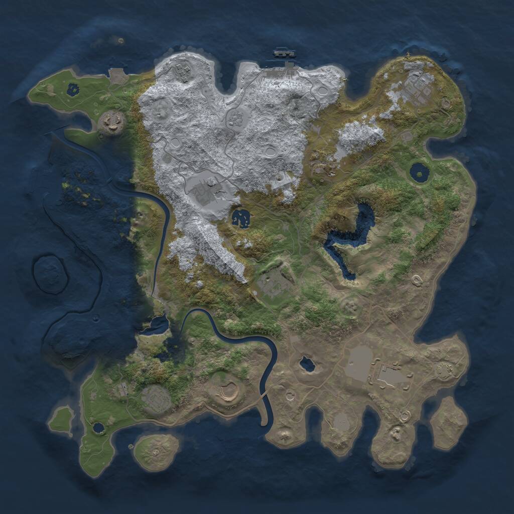 Rust Map: Procedural Map, Size: 4000, Seed: 300028, 16 Monuments