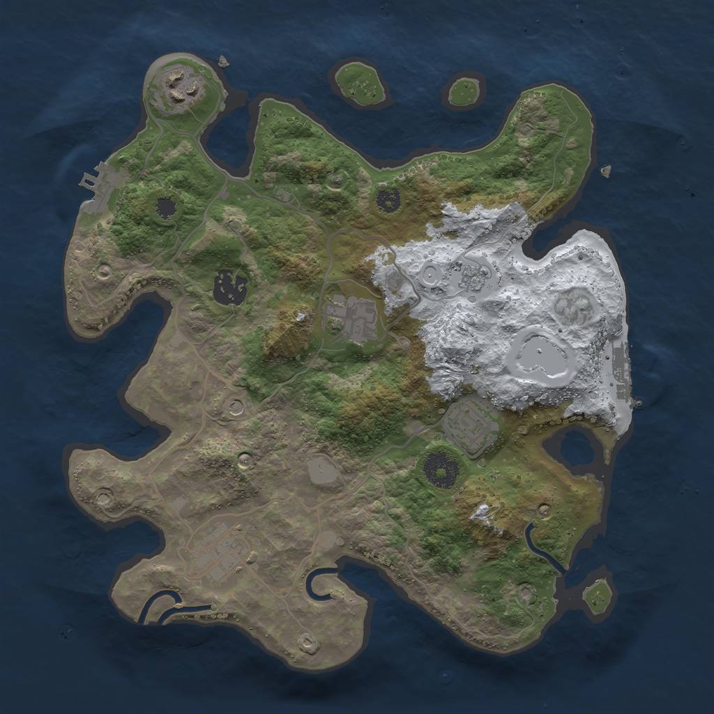 Rust Map: Procedural Map, Size: 3000, Seed: 186891, 14 Monuments
