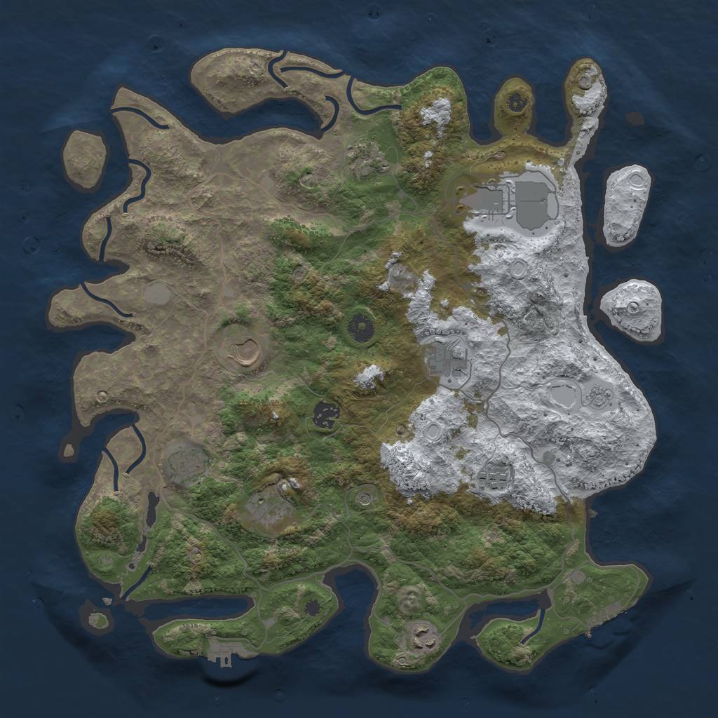 Rust Map: Procedural Map, Size: 4000, Seed: 27278412, 18 Monuments