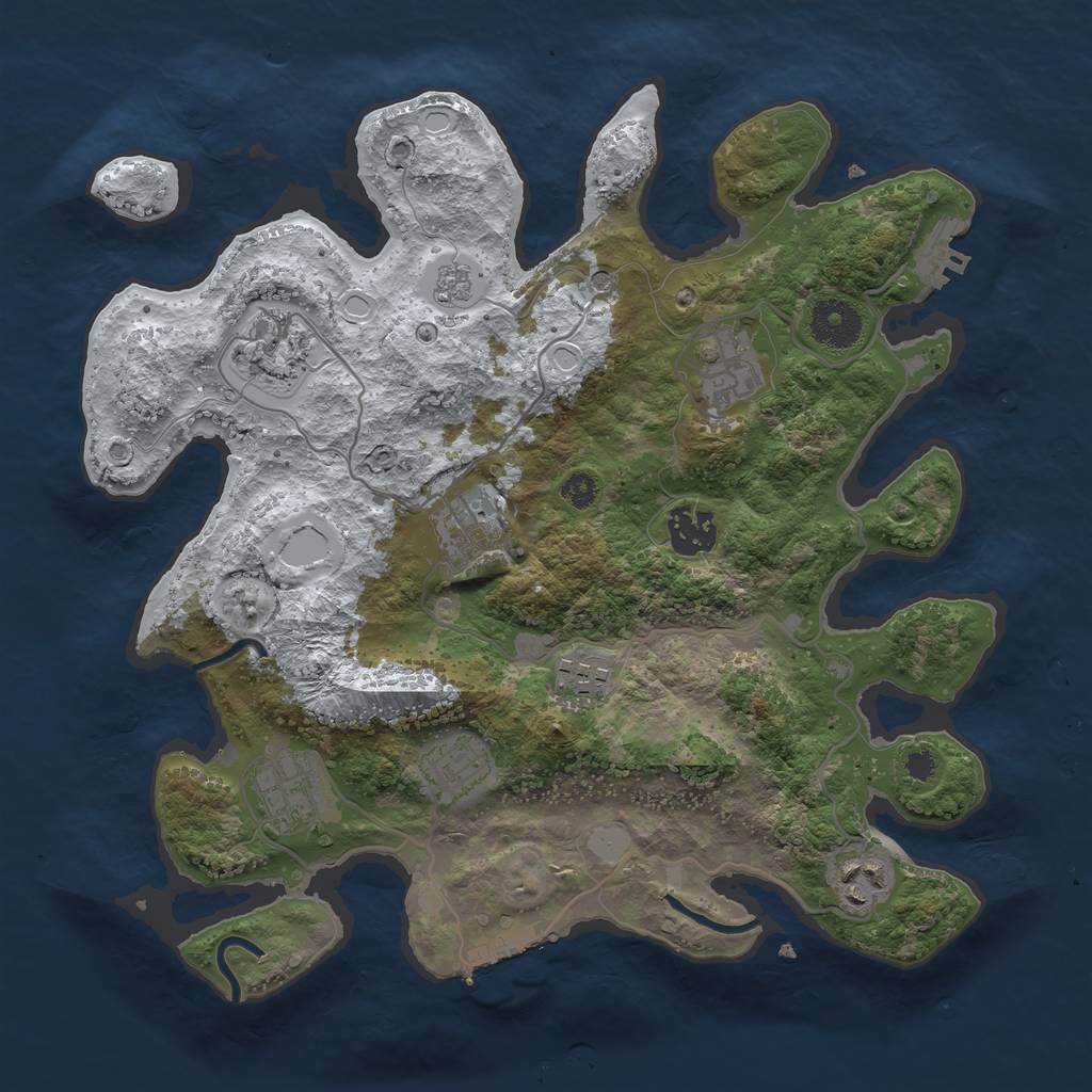 Rust Map: Procedural Map, Size: 3300, Seed: 43252, 17 Monuments