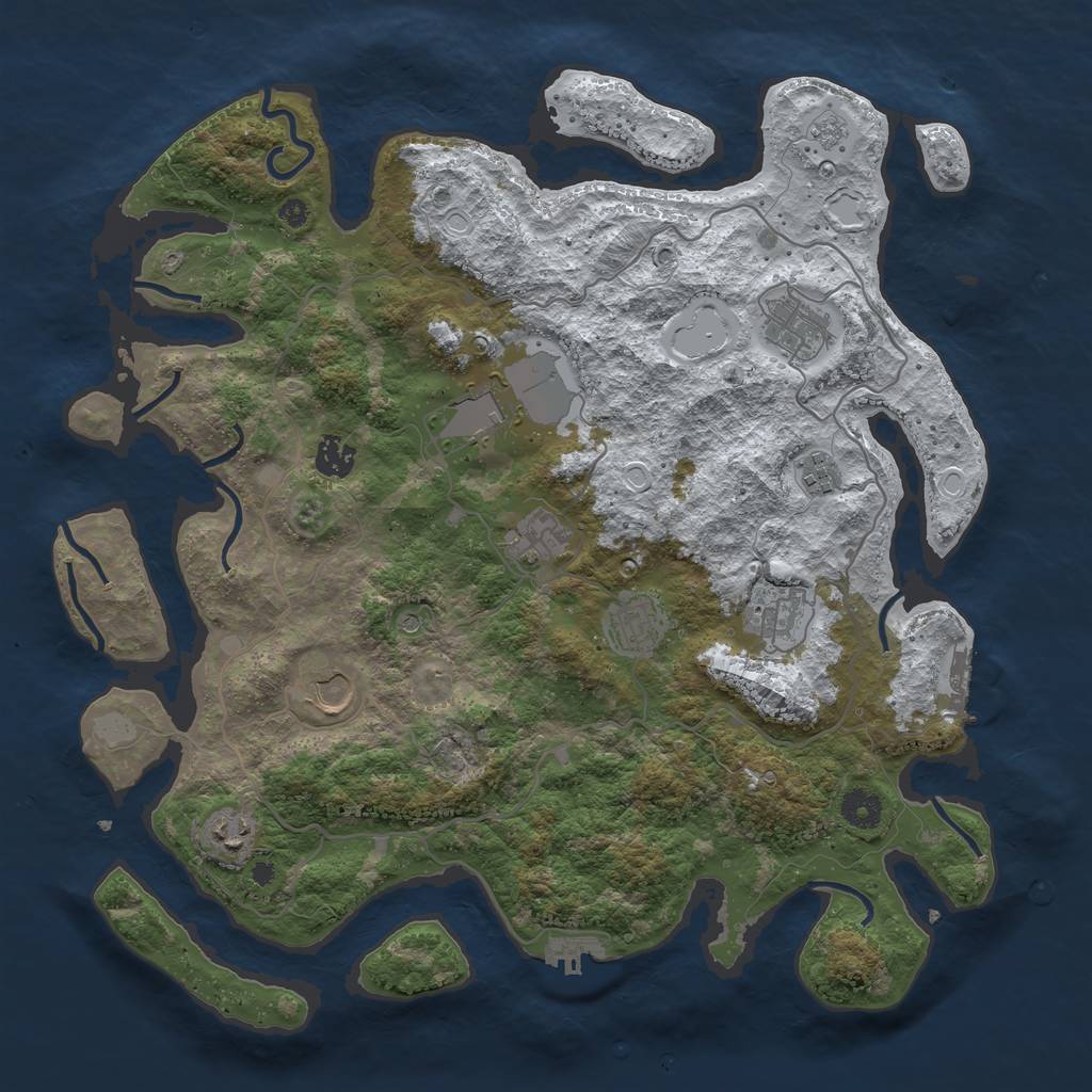 Rust Map: Procedural Map, Size: 4000, Seed: 136087507, 18 Monuments