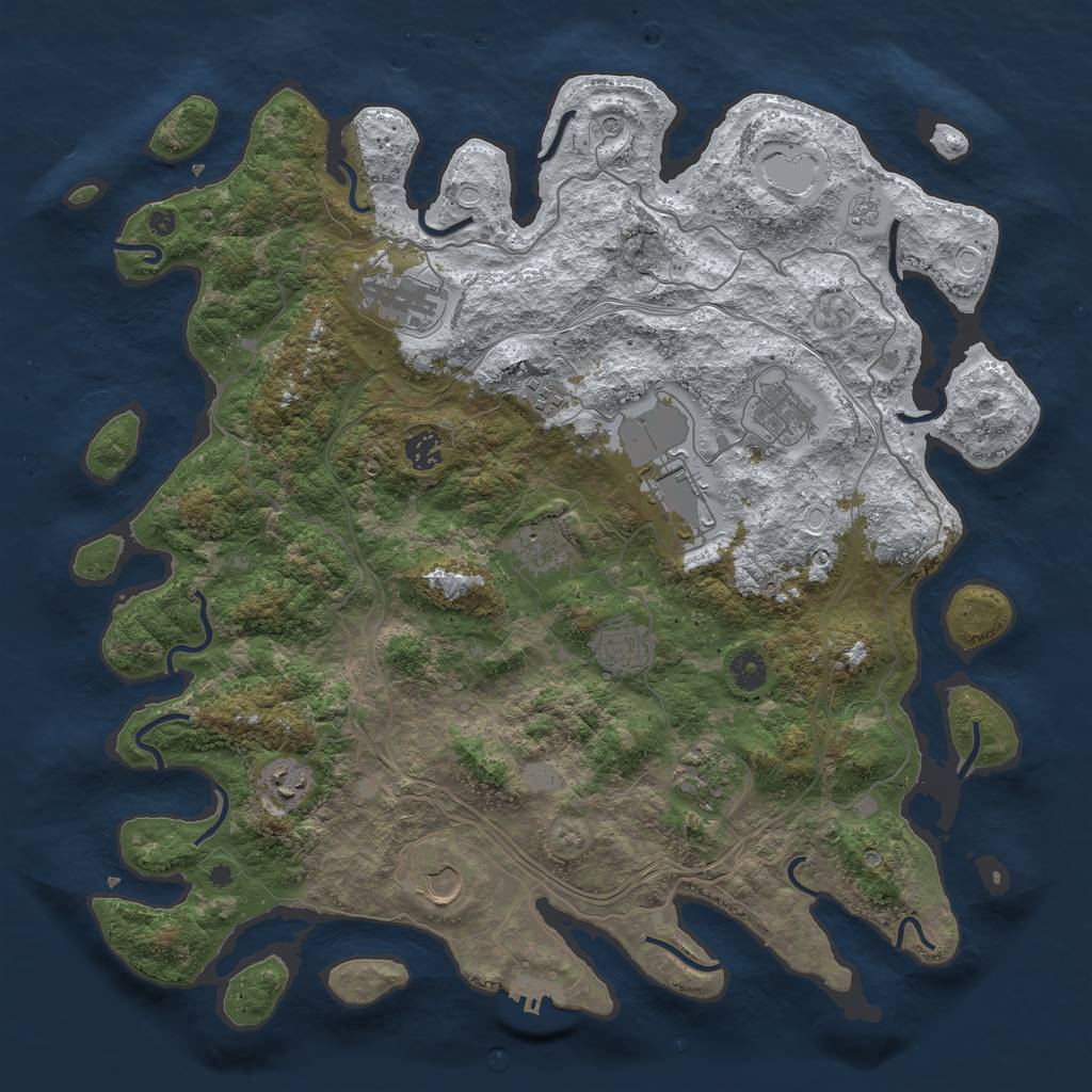 Rust Map: Procedural Map, Size: 4250, Seed: 1101173427, 18 Monuments