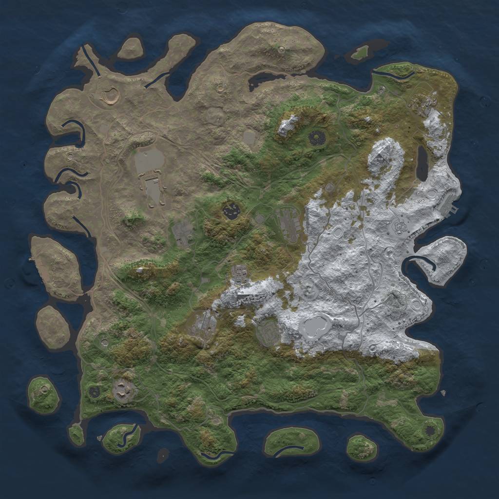 Rust Map: Procedural Map, Size: 4500, Seed: 1629133008, 19 Monuments