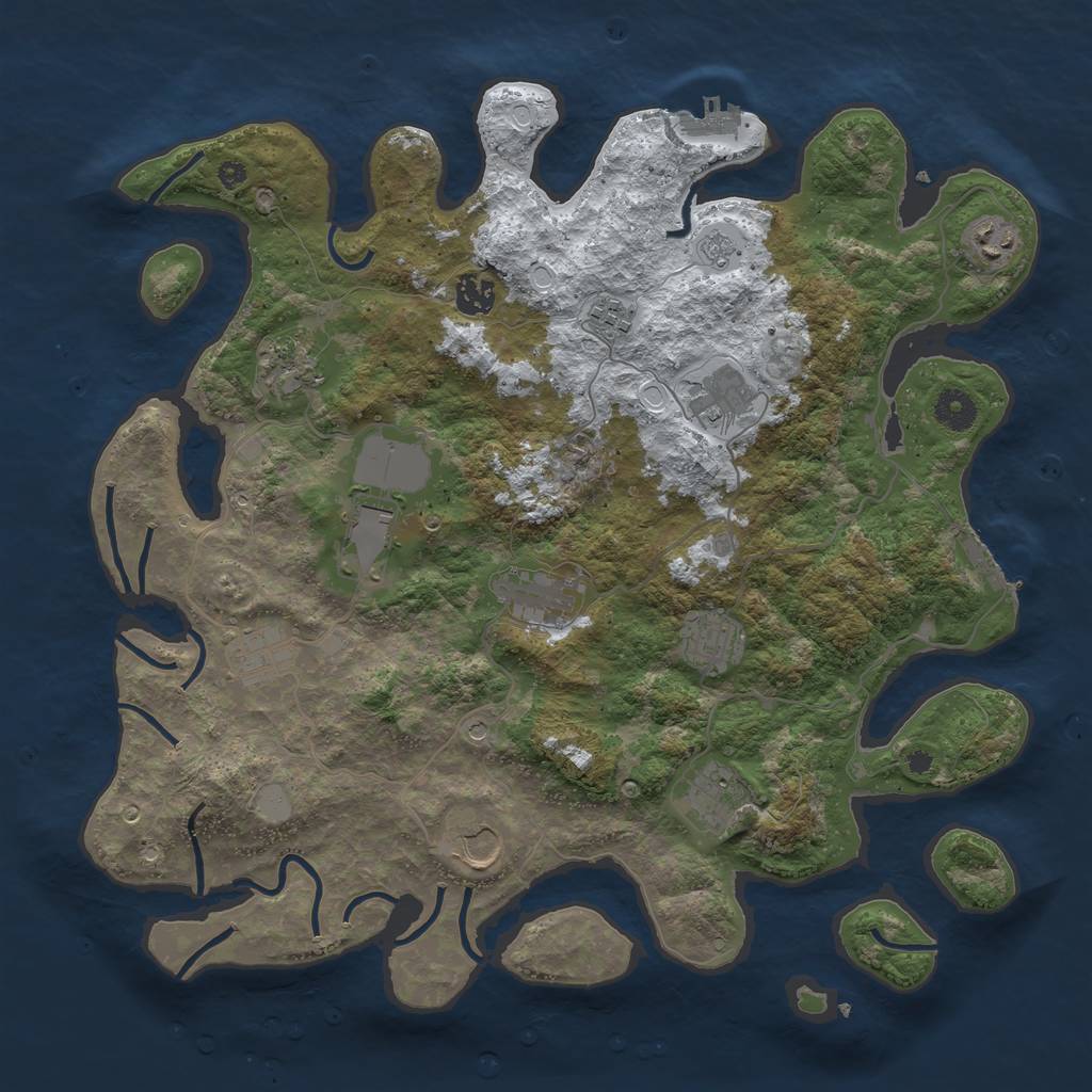 Rust Map: Procedural Map, Size: 3950, Seed: 1015034556, 20 Monuments
