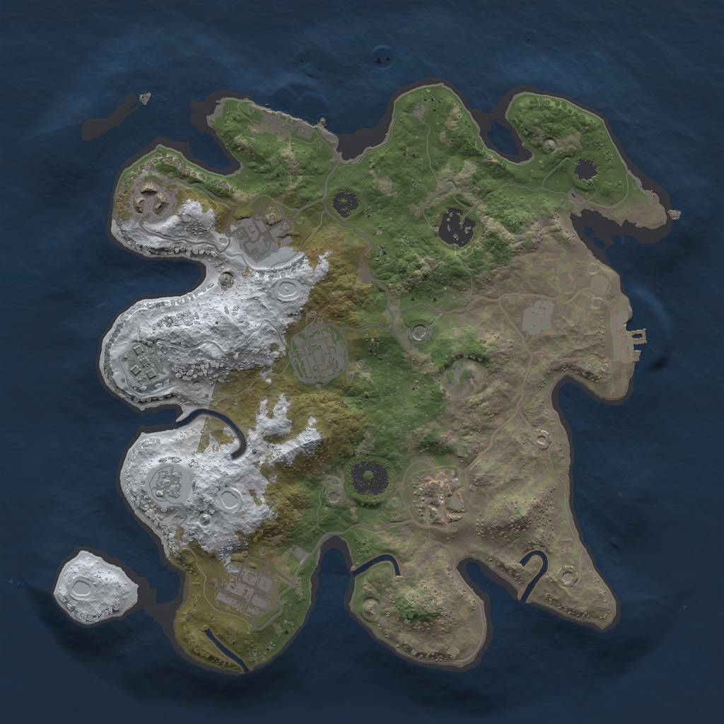 Rust Map: Procedural Map, Size: 3000, Seed: 970196, 16 Monuments