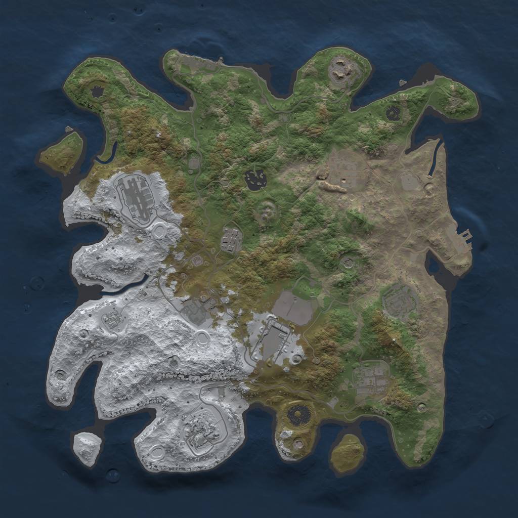 Rust Map: Procedural Map, Size: 3500, Seed: 993872994, 19 Monuments