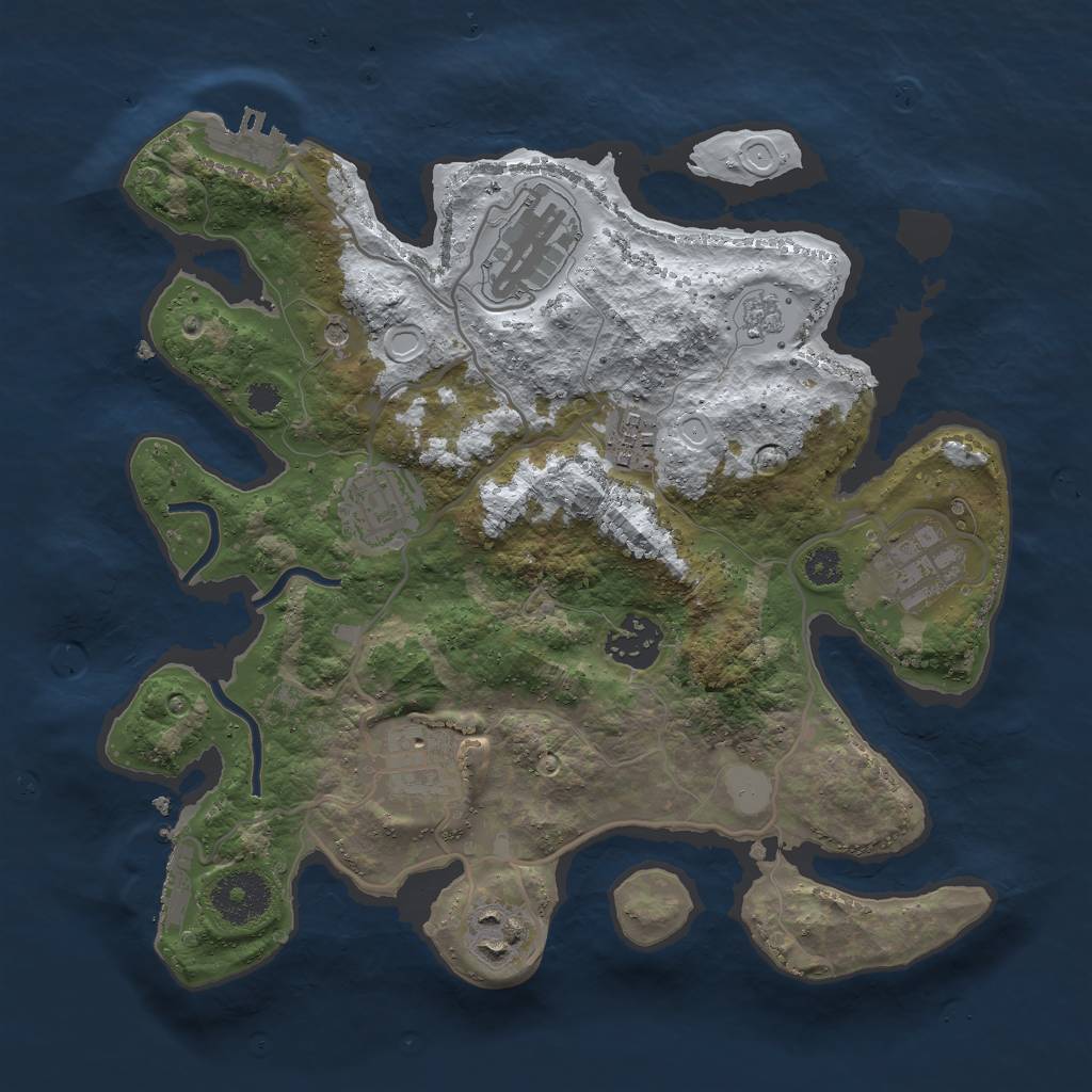 Rust Map: Procedural Map, Size: 3000, Seed: 661094, 16 Monuments